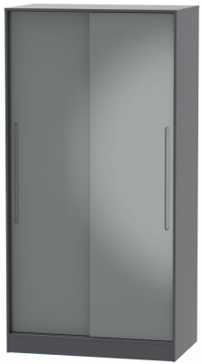 Product photograph of Monaco Grey Gloss And Graphite 2 Door Sliding Wardrobe from Choice Furniture Superstore