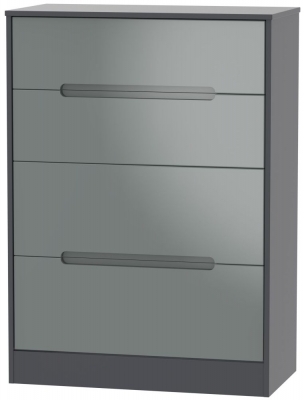 Product photograph of Monaco Grey Gloss And Graphite 4 Drawer Deep Chest from Choice Furniture Superstore