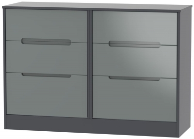 Product photograph of Monaco Grey Gloss And Graphite 6 Drawer Midi Chest from Choice Furniture Superstore