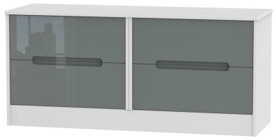 Product photograph of Monaco Grey Gloss And White Bed Box from Choice Furniture Superstore