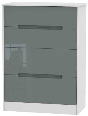 Product photograph of Monaco Grey Gloss And White 4 Drawer Deep Chest from Choice Furniture Superstore