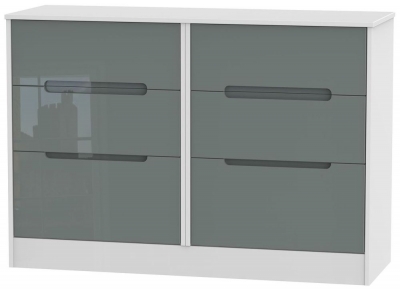 Product photograph of Monaco 6 Drawer Midi Chest - High Gloss Grey And White from Choice Furniture Superstore