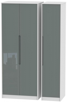 Product photograph of Monaco Grey Gloss And White 3 Door Tall Triple Wardrobe from Choice Furniture Superstore