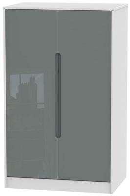 Product photograph of Monaco 2 Door Midi Wardrobe - High Gloss Grey And White from Choice Furniture Superstore