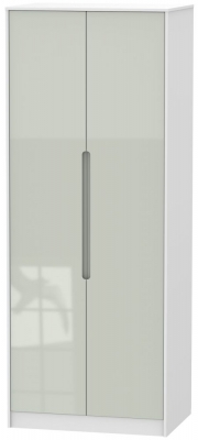 Product photograph of Monaco Gloss Cashmere And White 2 Door Plain Tall Wardrobe from Choice Furniture Superstore