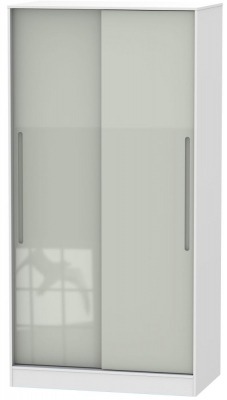 Product photograph of Monaco Gloss Cashmere And White 2 Door Sliding Wardrobe from Choice Furniture Superstore