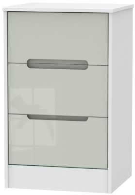 Product photograph of Monaco Cashmere Gloss And White 3 Drawer Beside Cabinet from Choice Furniture Superstore