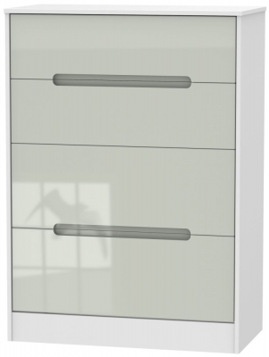 Product photograph of Monaco 4 Drawer Deep Chest - High Gloss Kaschmir And White from Choice Furniture Superstore