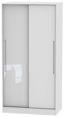 Product photograph of Monaco White Gloss 2 Door Sliding Wardrobe from Choice Furniture Superstore