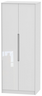 Product photograph of Monaco White Gloss 2 Door Plain Tall Wardrobe from Choice Furniture Superstore