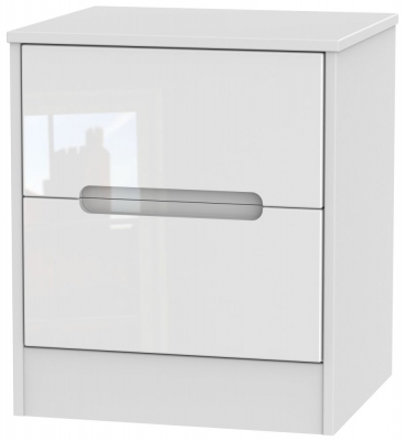 Product photograph of Monaco White Gloss 2 Drawer Bedside Cabinet from Choice Furniture Superstore