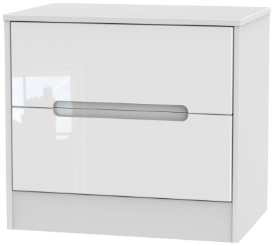 Product photograph of Monaco 2 Drawer Midi Chest - High Gloss White from Choice Furniture Superstore