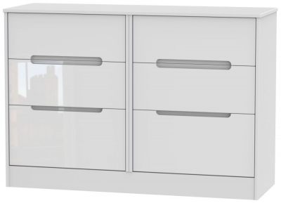 Product photograph of Monaco 6 Drawer Midi Chest - High Gloss White from Choice Furniture Superstore