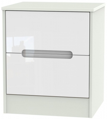 Monaco White Gloss And Cashmere 2 Drawer Bedside Cabinet