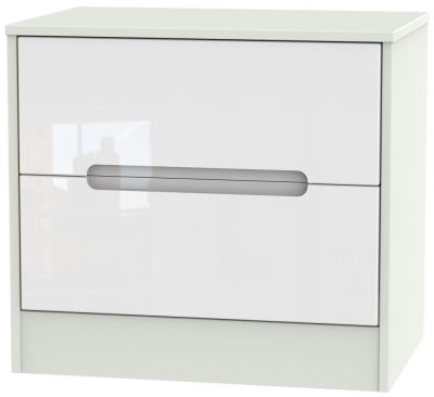 Product photograph of Monaco 2 Drawer Midi Chest - High Gloss White And Kaschmir from Choice Furniture Superstore