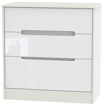 Product photograph of Monaco 3 Drawer Deep Chest - High Gloss White And Kaschmir from Choice Furniture Superstore