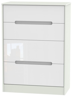 Product photograph of Monaco 4 Drawer Deep Chest - High Gloss White And Kaschmir from Choice Furniture Superstore