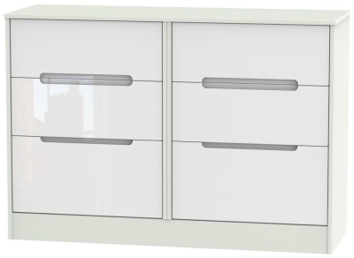 Product photograph of Monaco 6 Drawer Midi Chest - High Gloss White And Kaschmir from Choice Furniture Superstore