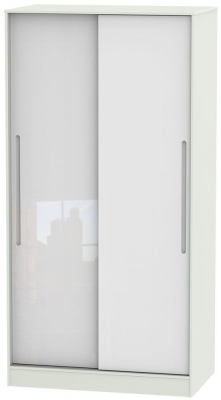 Product photograph of Monaco White Gloss And Cashmere 2 Door Sliding Wardrobe from Choice Furniture Superstore
