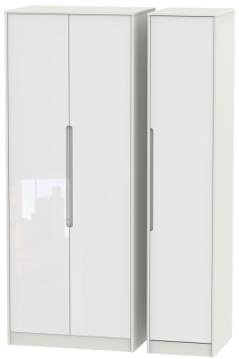 Product photograph of Monaco White Gloss And Cashmere 3 Door Tall Triple Wardrobe from Choice Furniture Superstore