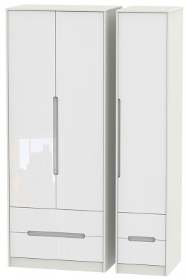 Product photograph of Monaco 3 Door 4 Drawer Tall Wardrobe - High Gloss White And Kaschmir from Choice Furniture Superstore