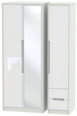 Product photograph of Monaco 3 Door 2 Right Drawer Tall Combi Wardrobe - High Gloss White And Kaschmir from Choice Furniture Superstore