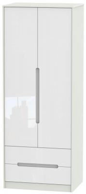 Product photograph of Monaco 2 Door 2 Drawer Tall Wardrobe - High Gloss White And Kaschmir from Choice Furniture Superstore