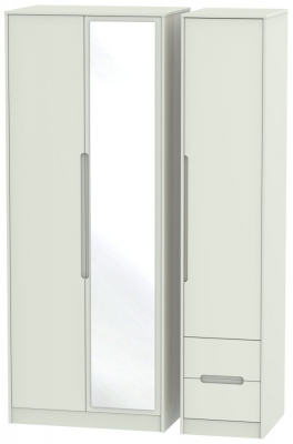 Product photograph of Monaco Cashmere 3 Door Tall Combi Wardrobe - 1 Mirror And Rhf 2 Drawers from Choice Furniture Superstore