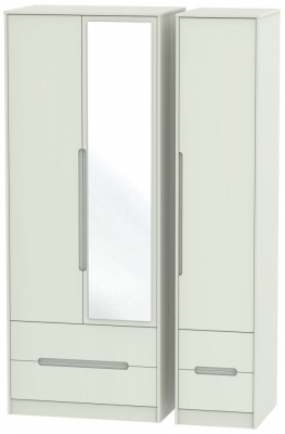 Product photograph of Monaco Cashmere 3 Door Tall Combi Wardrobe - 1 Mirror from Choice Furniture Superstore