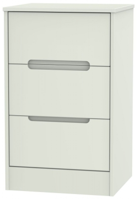 Product photograph of Monaco Cashmere Matt 3 Drawer Beside Cabinet from Choice Furniture Superstore