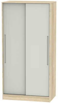 Product photograph of Monaco Cashmere Matt And Oak Effect 2 Door Sliding Wardrobe from Choice Furniture Superstore