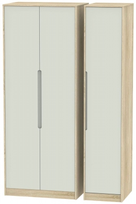 Product photograph of Monaco Cashmere And Oak Effect 3 Door Tall Triple Wardrobe from Choice Furniture Superstore