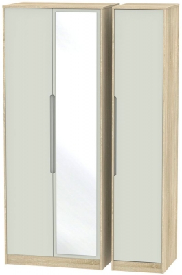 Product photograph of Monaco Cashmere And Oak Effect 3 Door Tall Triple Wardrobe - 1 Mirror from Choice Furniture Superstore