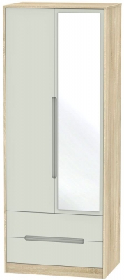 Product photograph of Monaco Cashmere And Oak Effect 2 Door Tall Combi Wardrobe - 1 Mirror from Choice Furniture Superstore