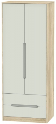 Product photograph of Monaco Cashmere And Oak Effect 2 Door 2 Drawer Tall Wardrobe from Choice Furniture Superstore