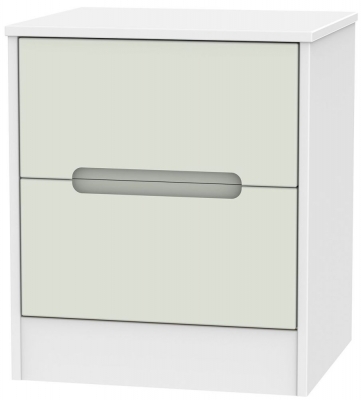 Monaco Cashmere And White 2 Drawer Bedside Cabinet