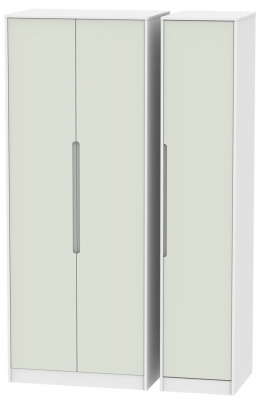 Product photograph of Monaco Cashmere And White 3 Door Tall Triple Wardrobe from Choice Furniture Superstore