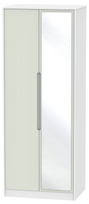 Product photograph of Monaco Cashmere And White 2 Door Tall Wardrobe - 1 Mirror from Choice Furniture Superstore