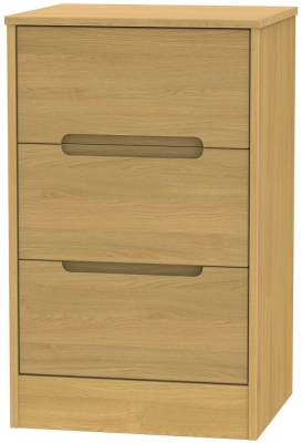Product photograph of Monaco Modern Oak 3 Drawer Beside Cabinet from Choice Furniture Superstore