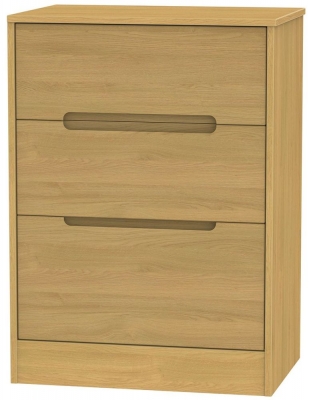 Product photograph of Monaco 3 Drawer Deep Midi Chest - Modern Oak from Choice Furniture Superstore