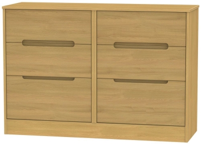 Product photograph of Monaco 6 Drawer Midi Chest - Modern Oak from Choice Furniture Superstore