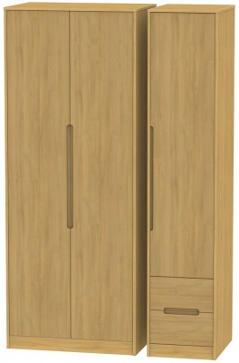 Product photograph of Monaco Modern Oak 3 Door Tall Triple Wardrobe - Rhf 2 Drawers from Choice Furniture Superstore