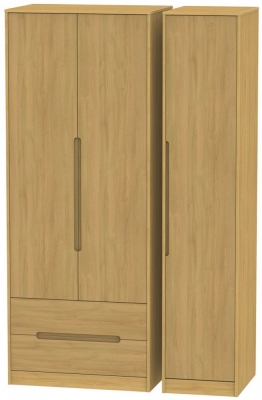 Product photograph of Monaco Modern Oak 3 Door Tall Triple Wardrobe - Lhf 2 Drawers from Choice Furniture Superstore