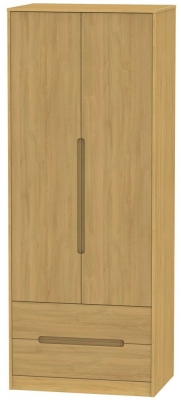 Product photograph of Monaco Modern Oak 2 Door 2 Drawer Tall Wardrobe from Choice Furniture Superstore