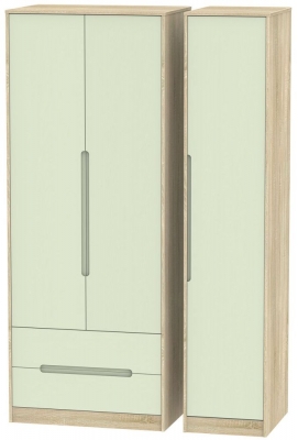 Product photograph of Monaco Mussel And Oak Effect 3 Door Tall Triple Wardrobe - Lhf 2 Drawers from Choice Furniture Superstore