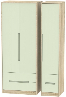 Product photograph of Monaco Mussel And Oak Effect 3 Door Tall Triple Wardrobe - 4 Drawers from Choice Furniture Superstore