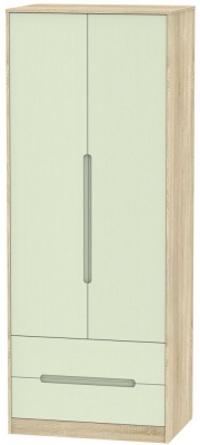 Product photograph of Monaco Mussel And Oak Effect 2 Door 2 Drawer Tall Wardrobe from Choice Furniture Superstore