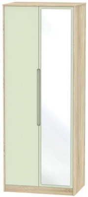 Product photograph of Monaco Mussel And Oak Effect 2 Door Tall Wardrobe - 1 Mirror from Choice Furniture Superstore