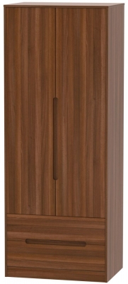 Product photograph of Monaco Noche Walnut 2 Door 2 Drawer Tall Wardrobe from Choice Furniture Superstore