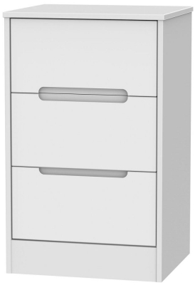 Product photograph of Monaco White 3 Drawer Beside Cabinet from Choice Furniture Superstore